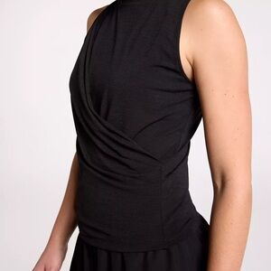 CALIA Women's Wrap Front Tissue Tank Black 1X